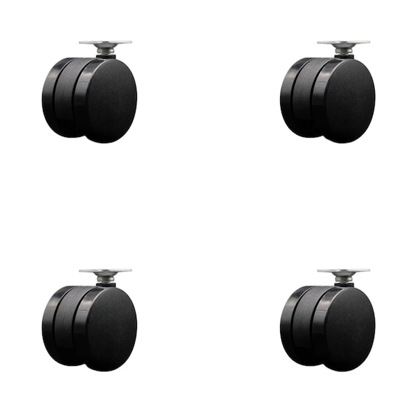 Service Caster 2-3/8'' Furniture Casters Nylon Twin Wheel Top Plate , 4PK SCC-UHTP02S60-NYS-4 - main